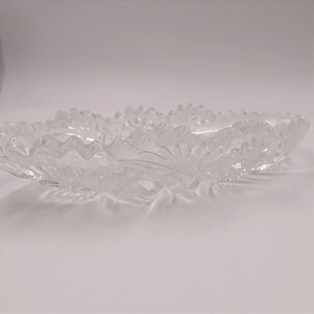 Vintage Cambridge Glass Crystal Dish Clear Scalloped Pinwheel Regencycore Decor